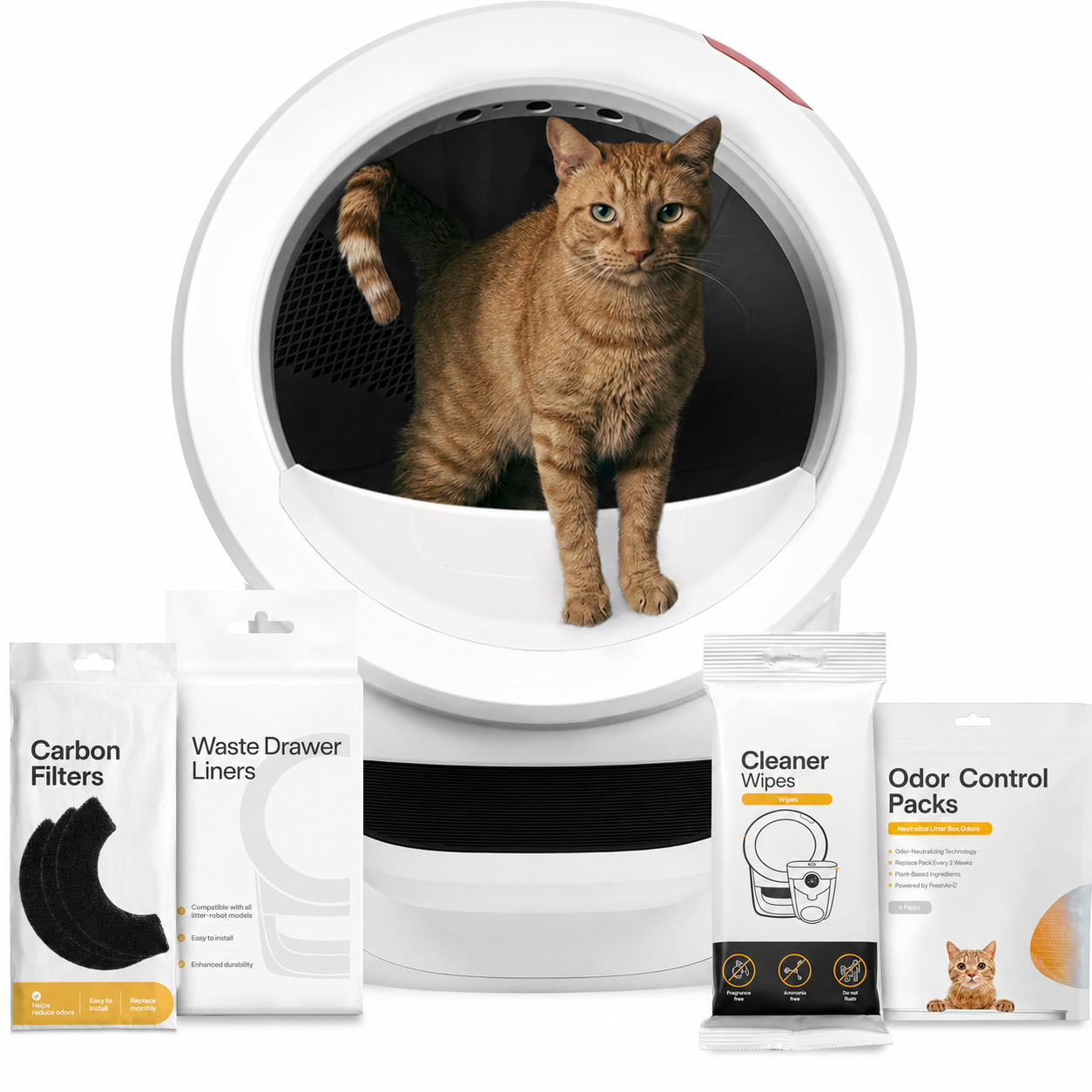Litter-Robot 4 by Whisker, White - Automatic, Self-Cleaning Cat Litter Box, Helps Reduce Litter Box Odors, Works with Any Clumping Litter, WhiskerCare 1-Year Warranty