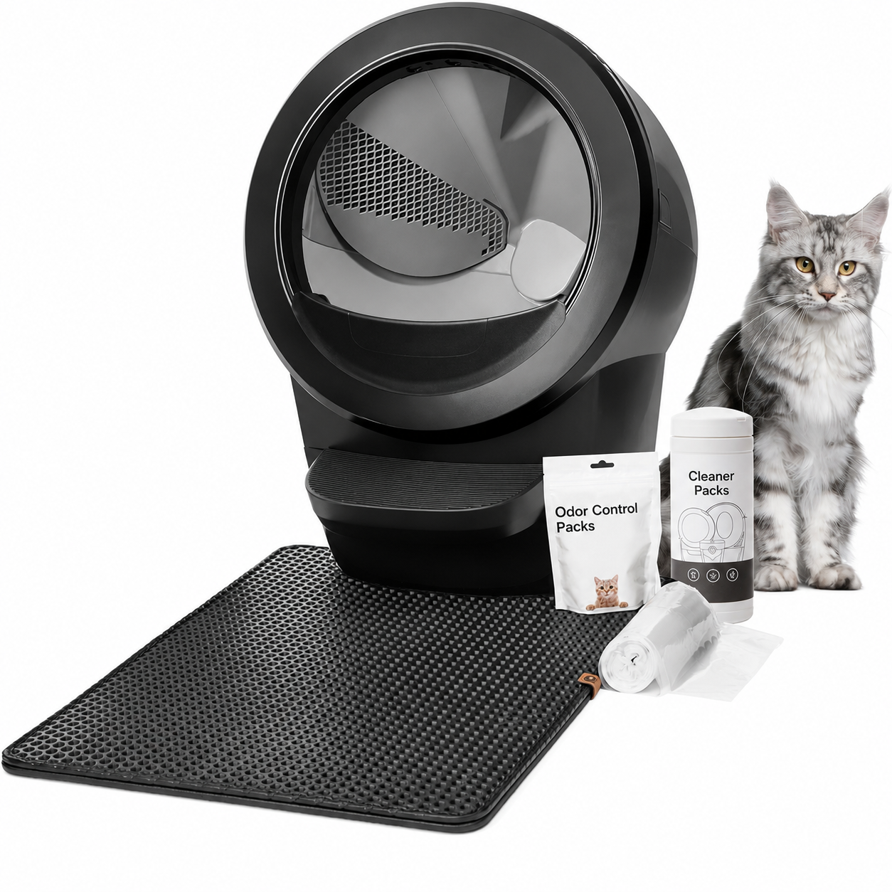 Litter-Robot 4 by Whisker, White - Automatic, Self-Cleaning Cat Litter Box, Helps Reduce Litter Box Odors, Works with Any Clumping Litter, WhiskerCare 1-Year Warranty