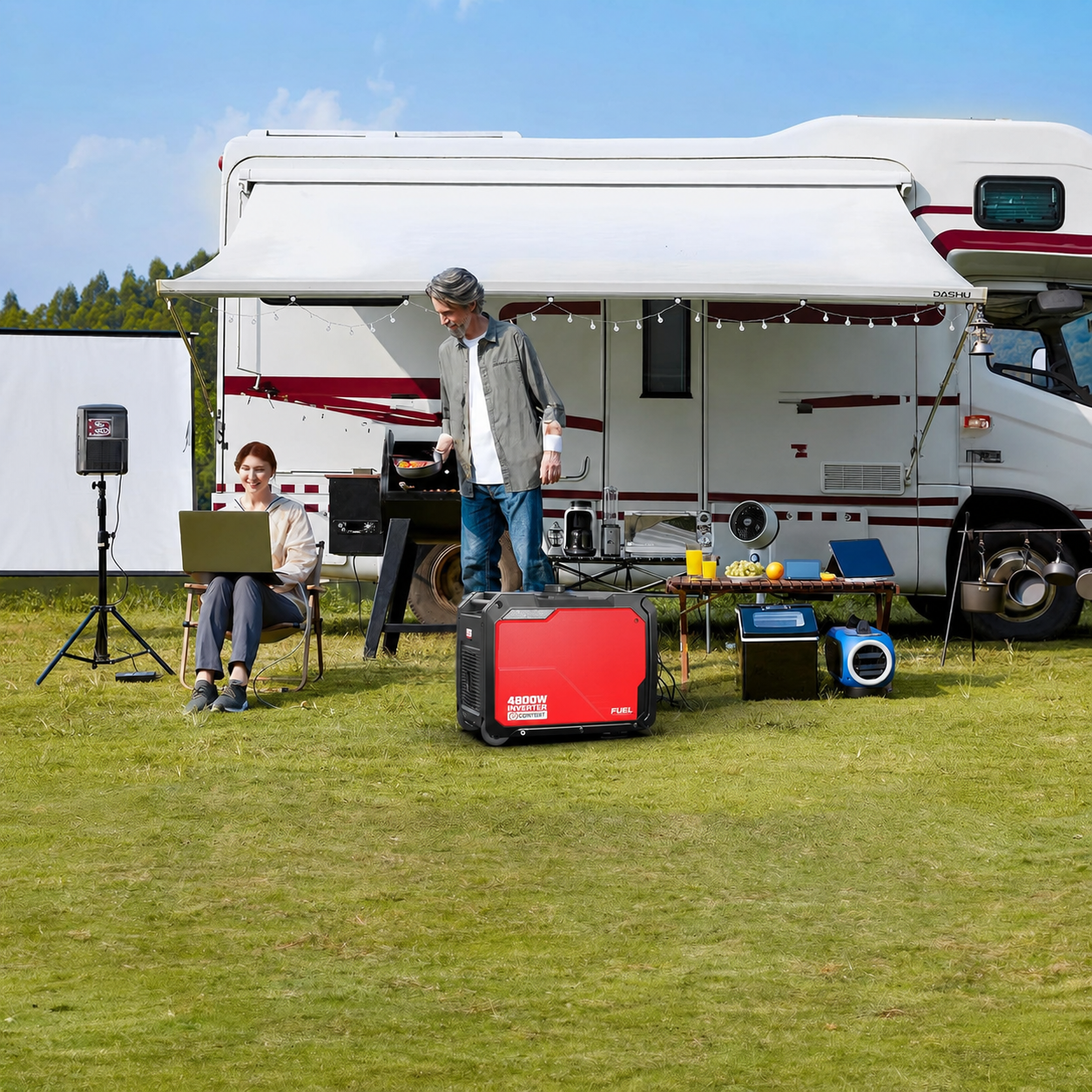  4800W Portable Inverter Generator, Remote/Electric Start, Gas Powered, Quiet & Parallel Ready, RV Ready with 30A Outlet,  for Home Backup, Camping,Portable Power Station