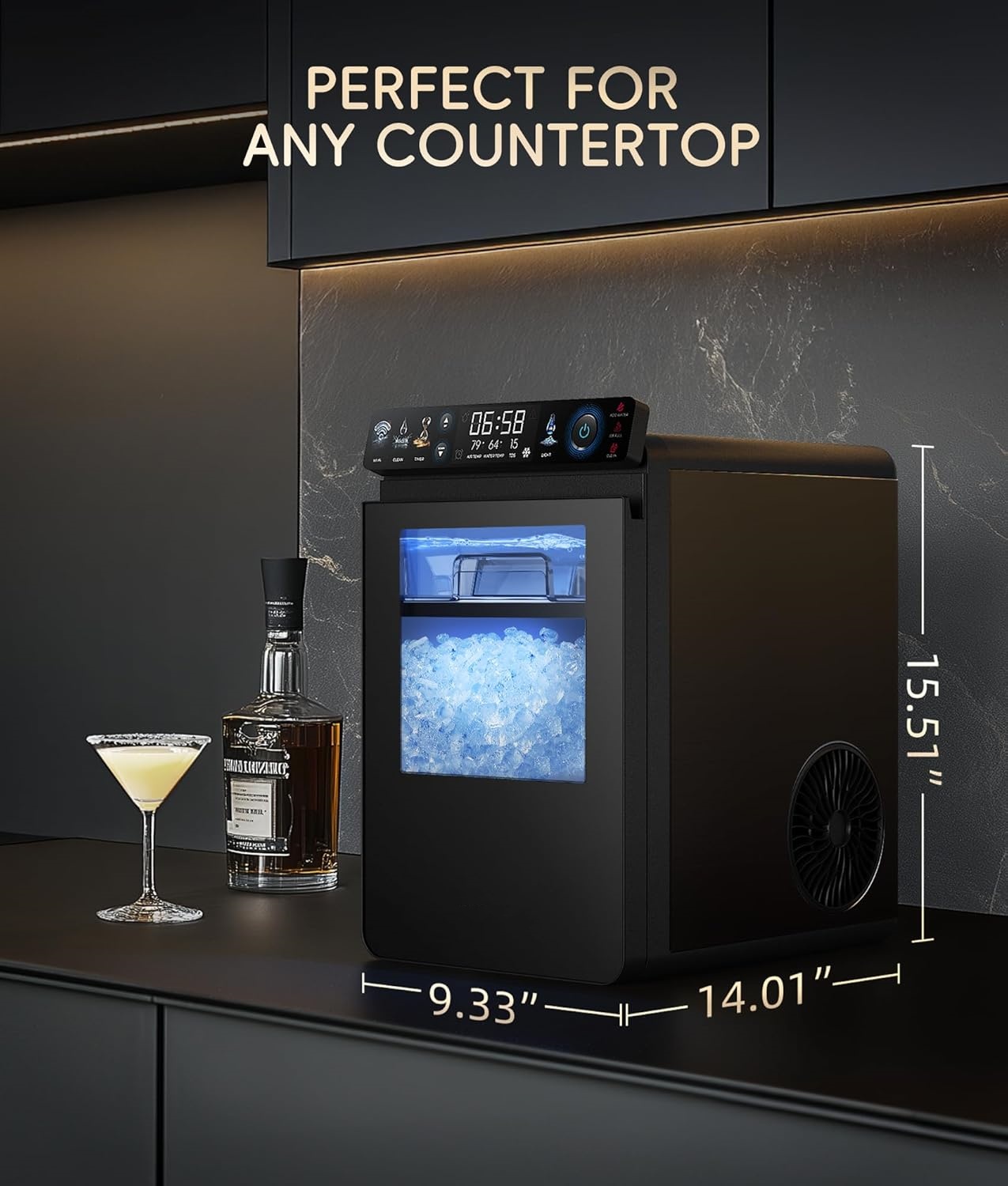 Nugget Ice Maker Countertop, Smart Pebble Ice Machine with APP Control