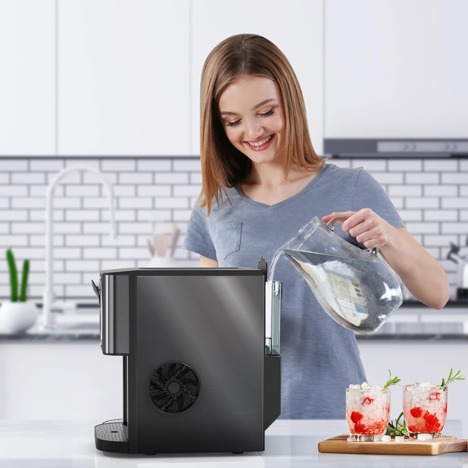 🔥Flash sale-ONLY $29.99🔥Nugget Ice Maker-44 Lbs/24H,Countertop Ice Maker with Soft Chewable Ice,OneClick