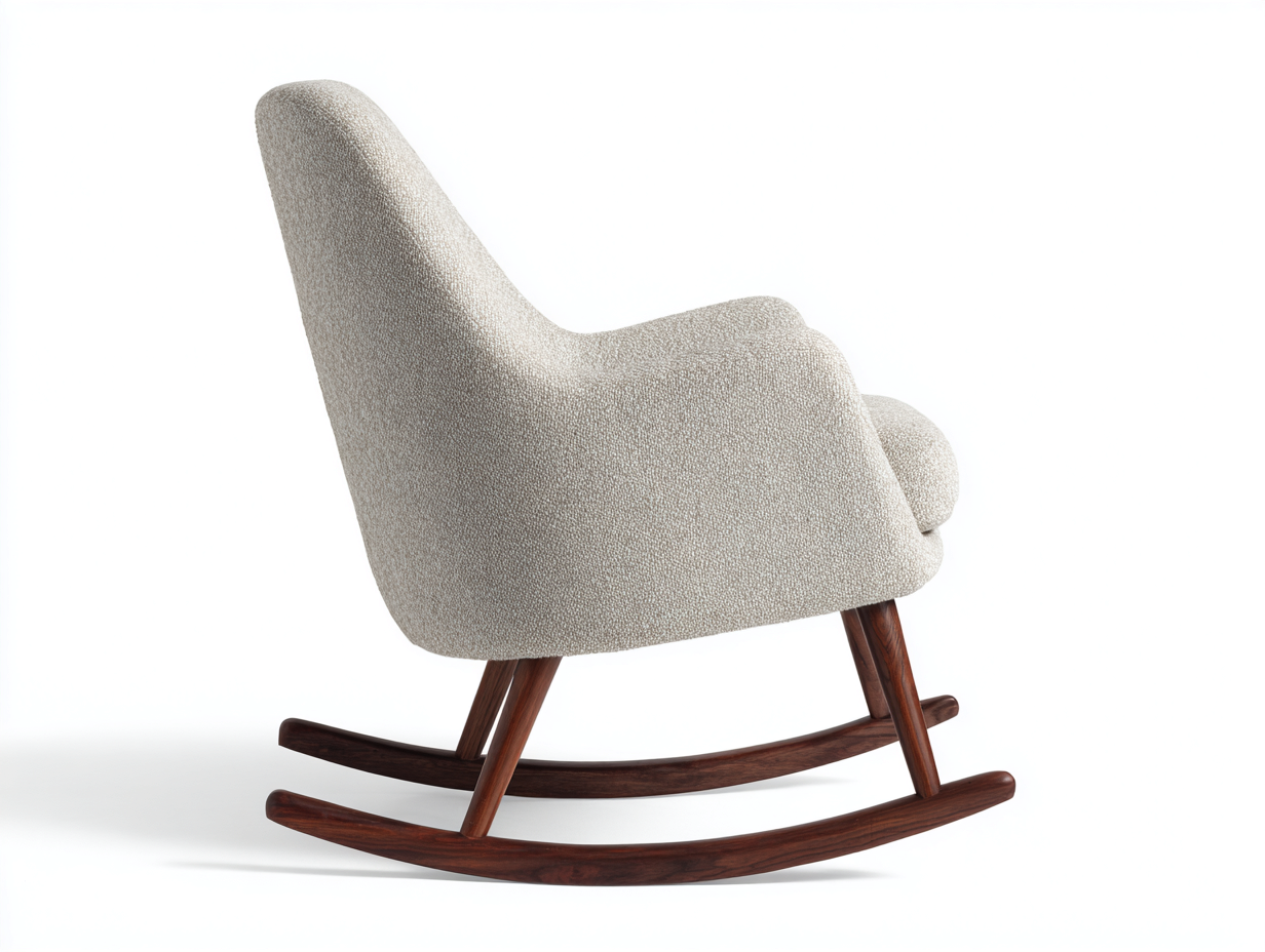 Mecedora de salón de tela - 82×92×96 cm - beige y madera oscura - respaldo alto-Cozygetden