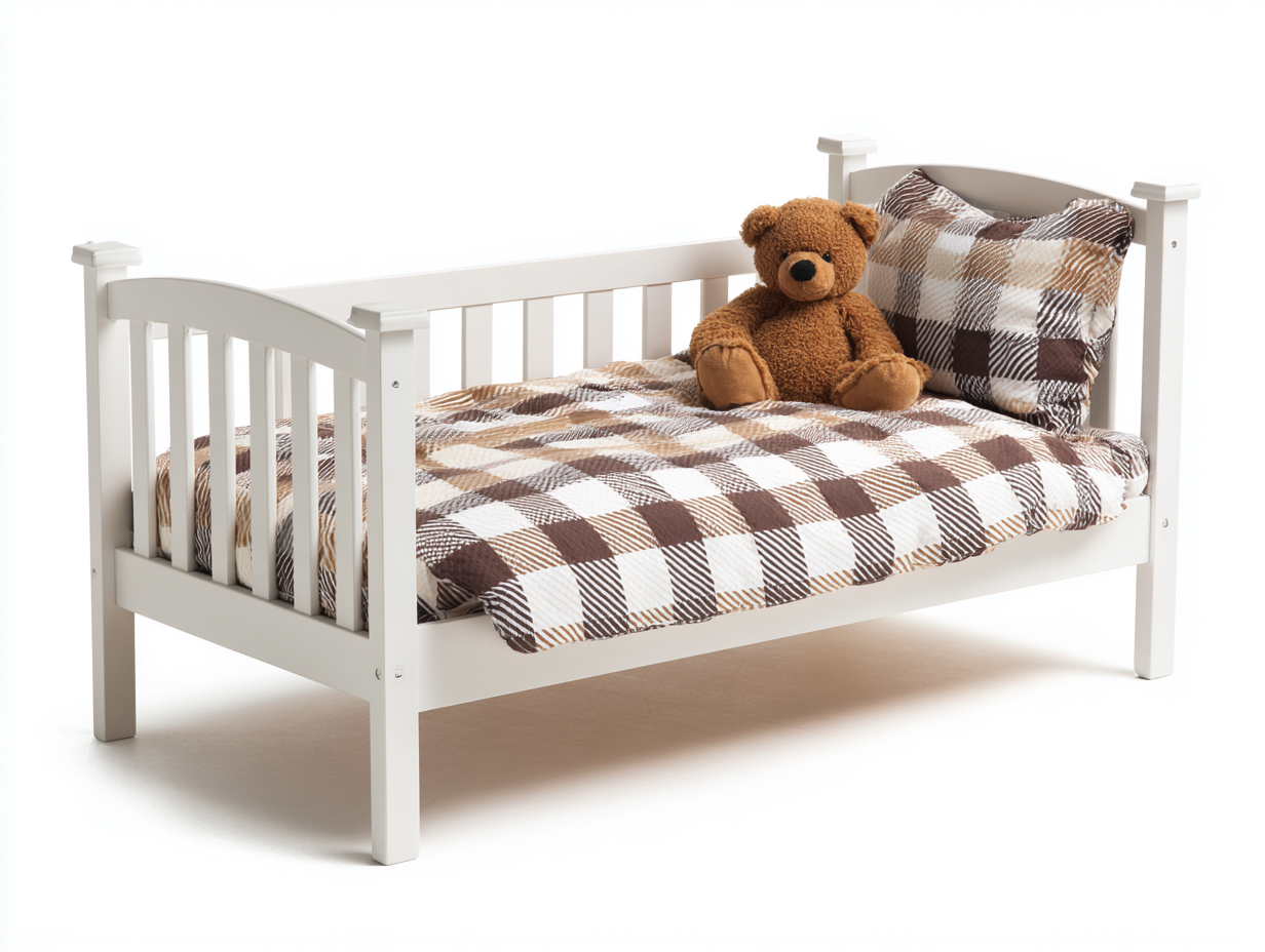 Cama individual juvenil de madera - 198x98x92 cm - blanco roto - con cabeceros curvos-Cozygetden