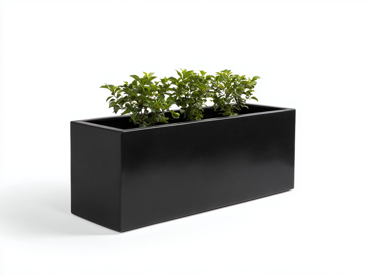 Macetero de exterior rectangular - 110×35×50 cm - negro - gran capacidad-Cozygetden