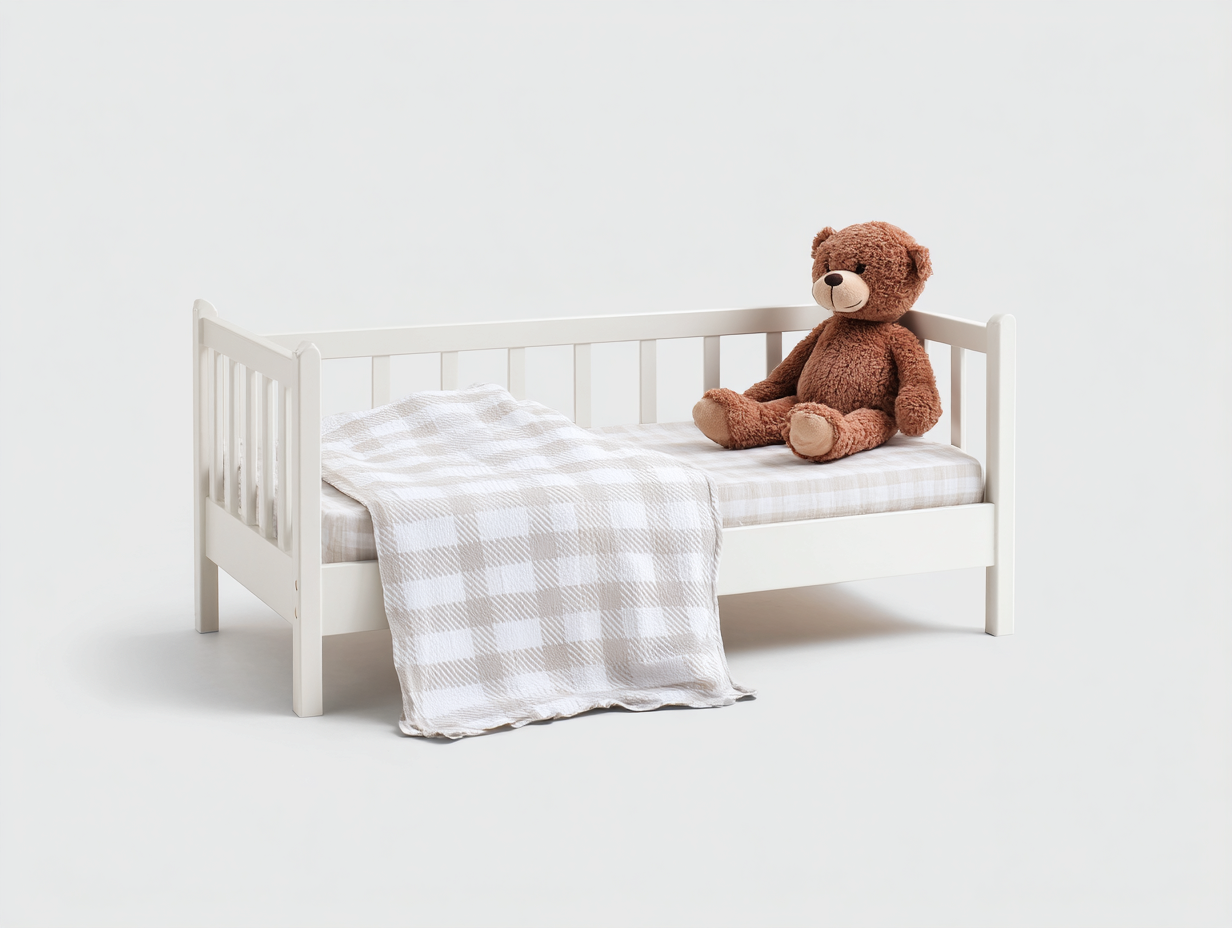 Cama individual juvenil de madera - 198x98x78 cm - blanco roto - con laterales protectores-Cozygetden