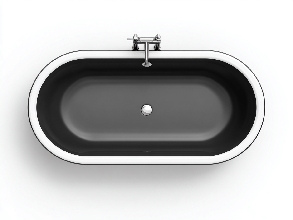 Bañera ovalada bicolor - 172×80×58 cm - negro y blanco - estilo contemporáneo-Cozygetden