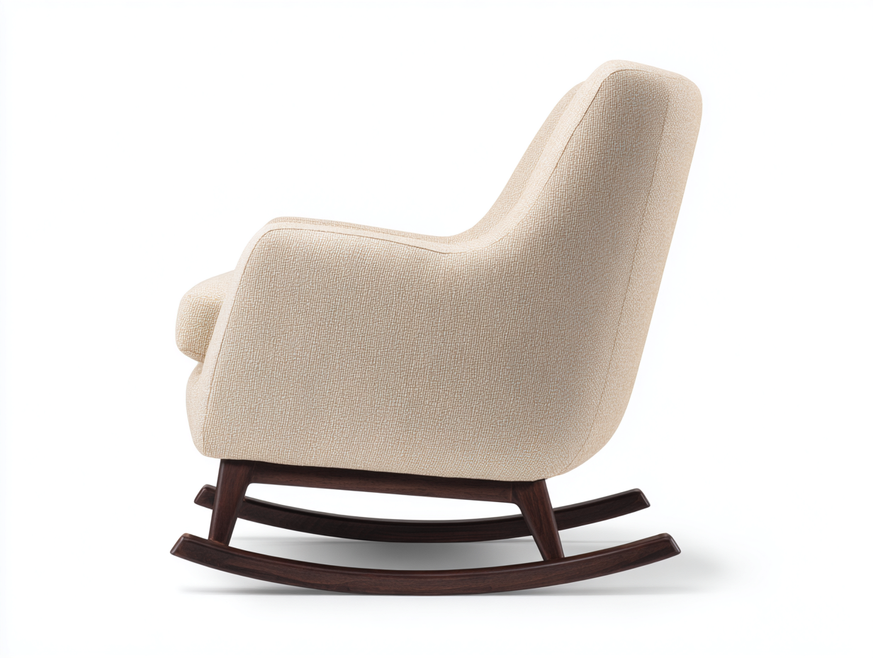 Mecedora de salón de tela - 83×91×98 cm - beige y nogal oscuro - respaldo envolvente-Cozygetden