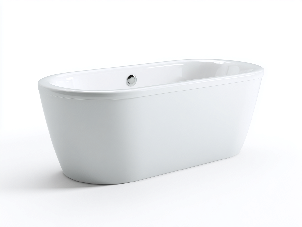 Bañera exenta rectangular ovalada - 172×79×57 cm - blanco - bordes suaves-Cozygetden