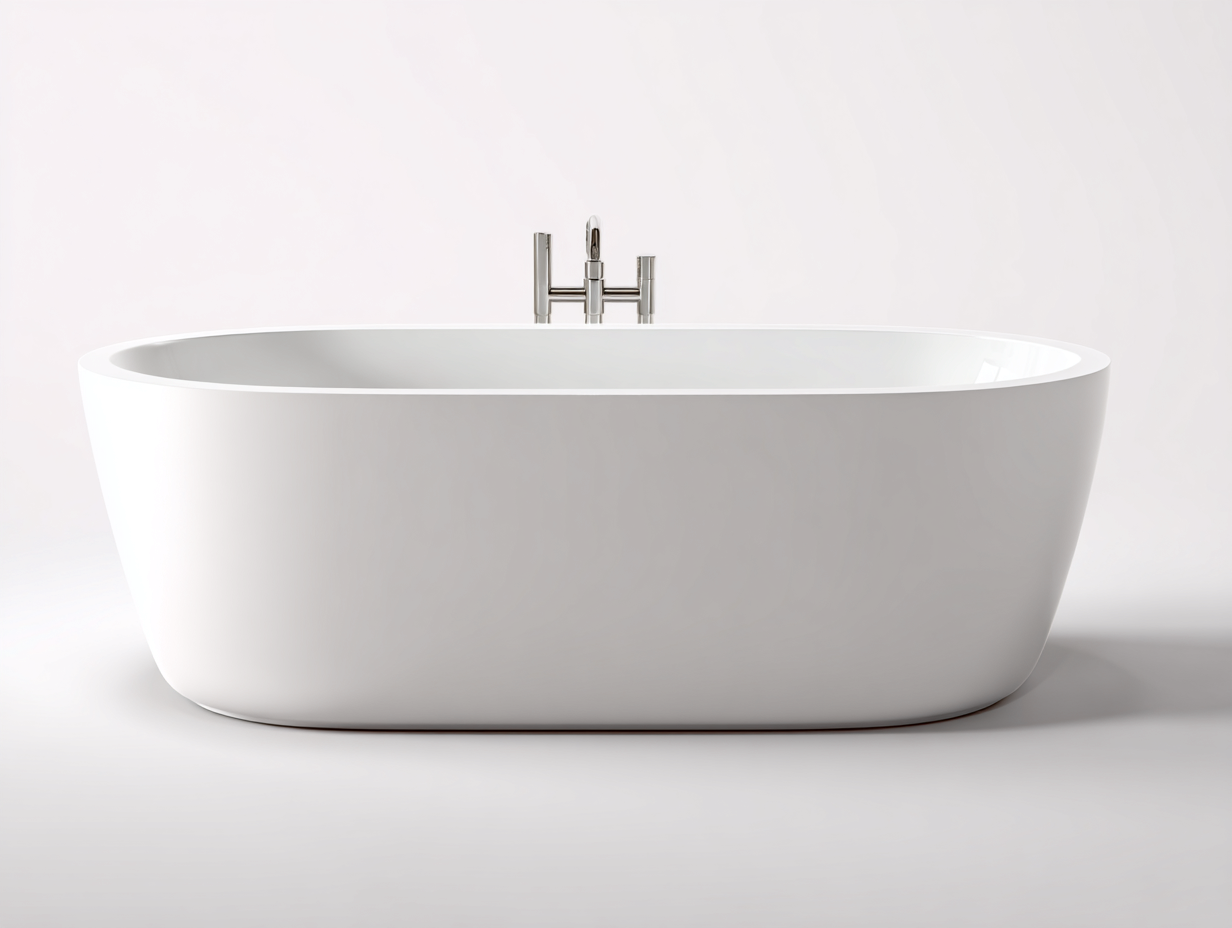 Bañera moderna exenta - 170×78×60 cm - blanco - forma ovalada profunda-Cozygetden