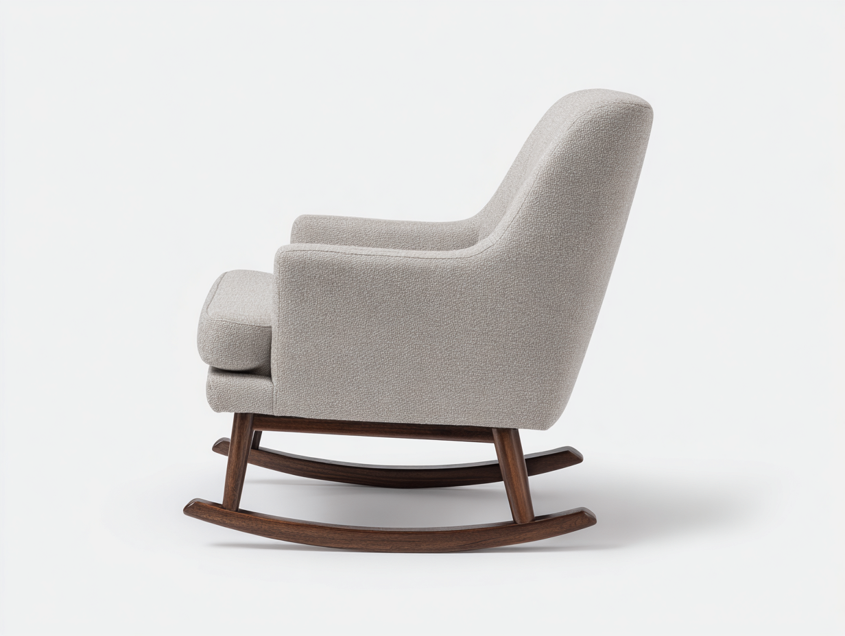 Mecedora de salón de tela - 84×90×98 cm - beige claro y nogal - estilo mid century-Cozygetden