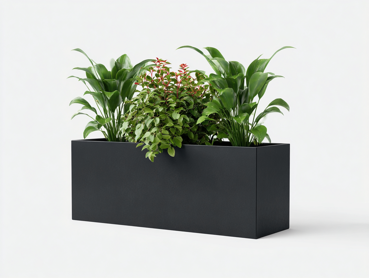 Macetero de exterior rectangular - 100×32×48 cm - negro - estilo minimalista-Cozygetden