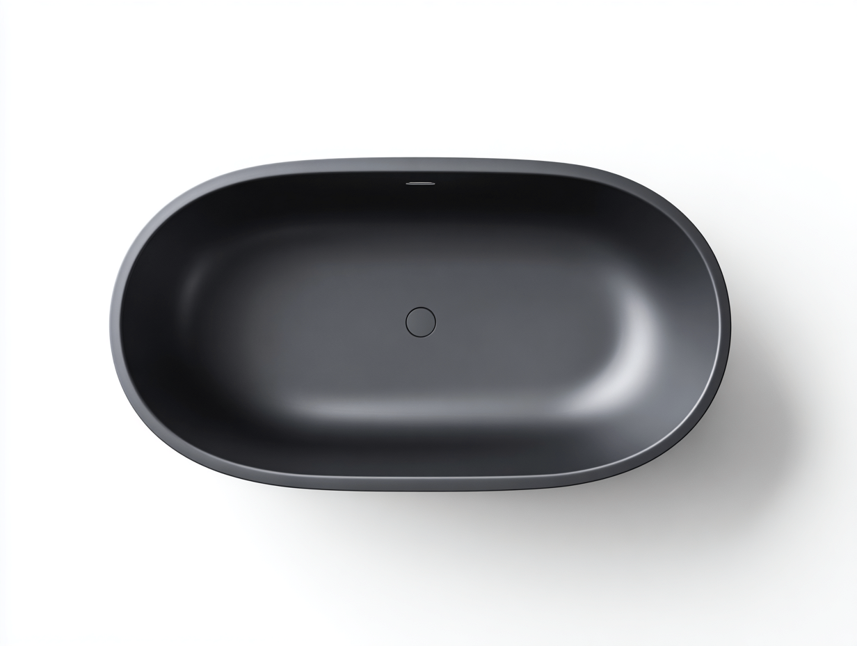 Bañera exenta ovalada - 170×80×58 cm - negro - acabado mate-Cozygetden