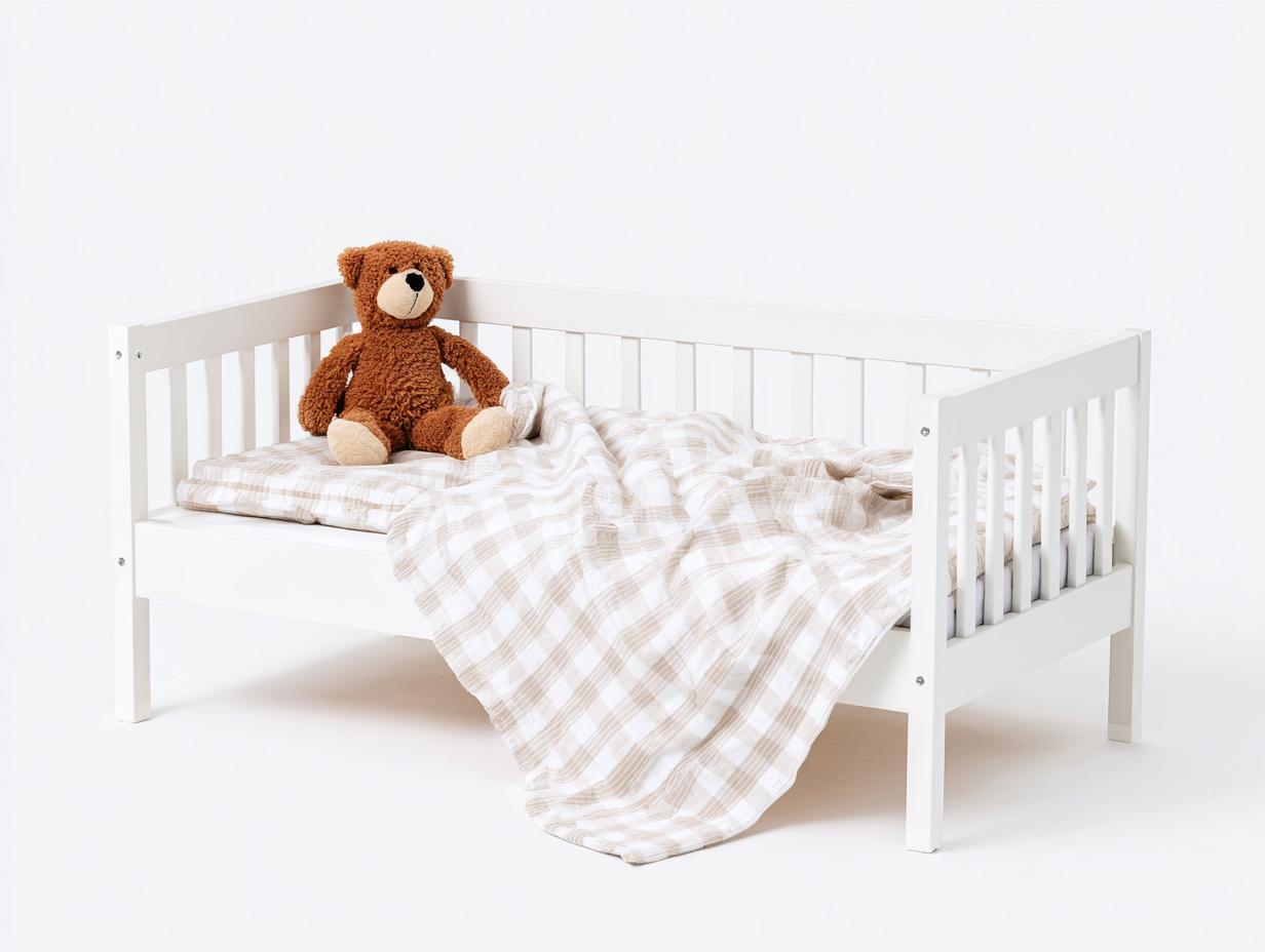 Cama individual juvenil de madera - 198x98x82 cm - blanca - estilo diván con barandas-Cozygetden
