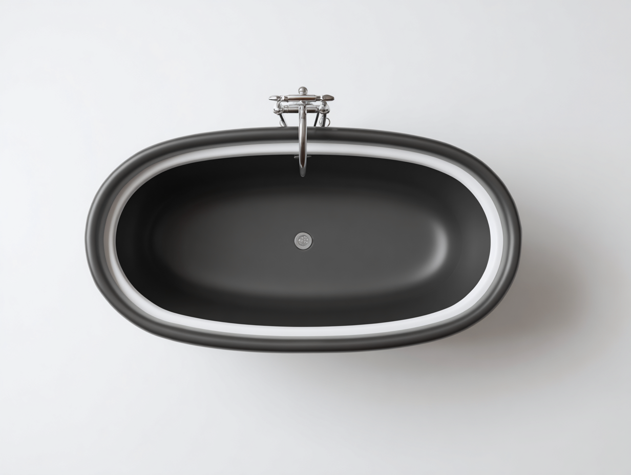 Bañera exenta ovalada - 170×79×58 cm - negro y blanco - borde redondeado-Cozygetden