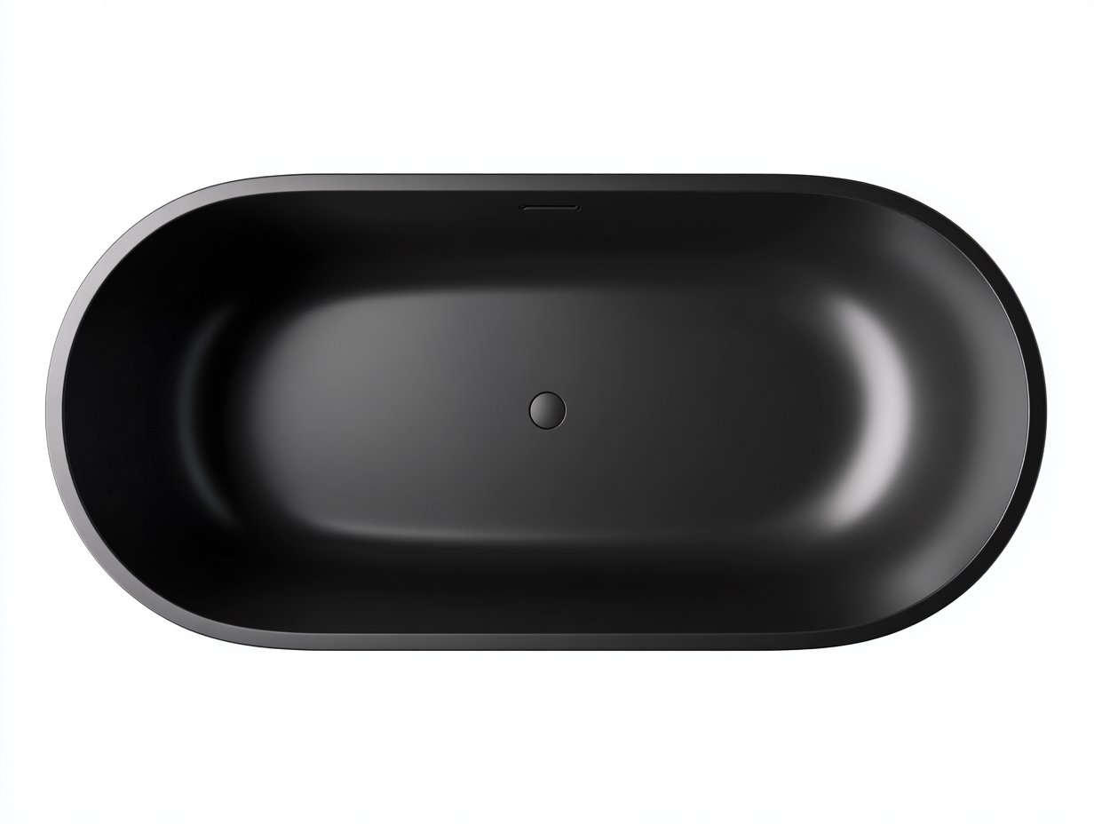 Bañera ovalada exenta - 168×78×58 cm - negro - superficie lisa-Cozygetden