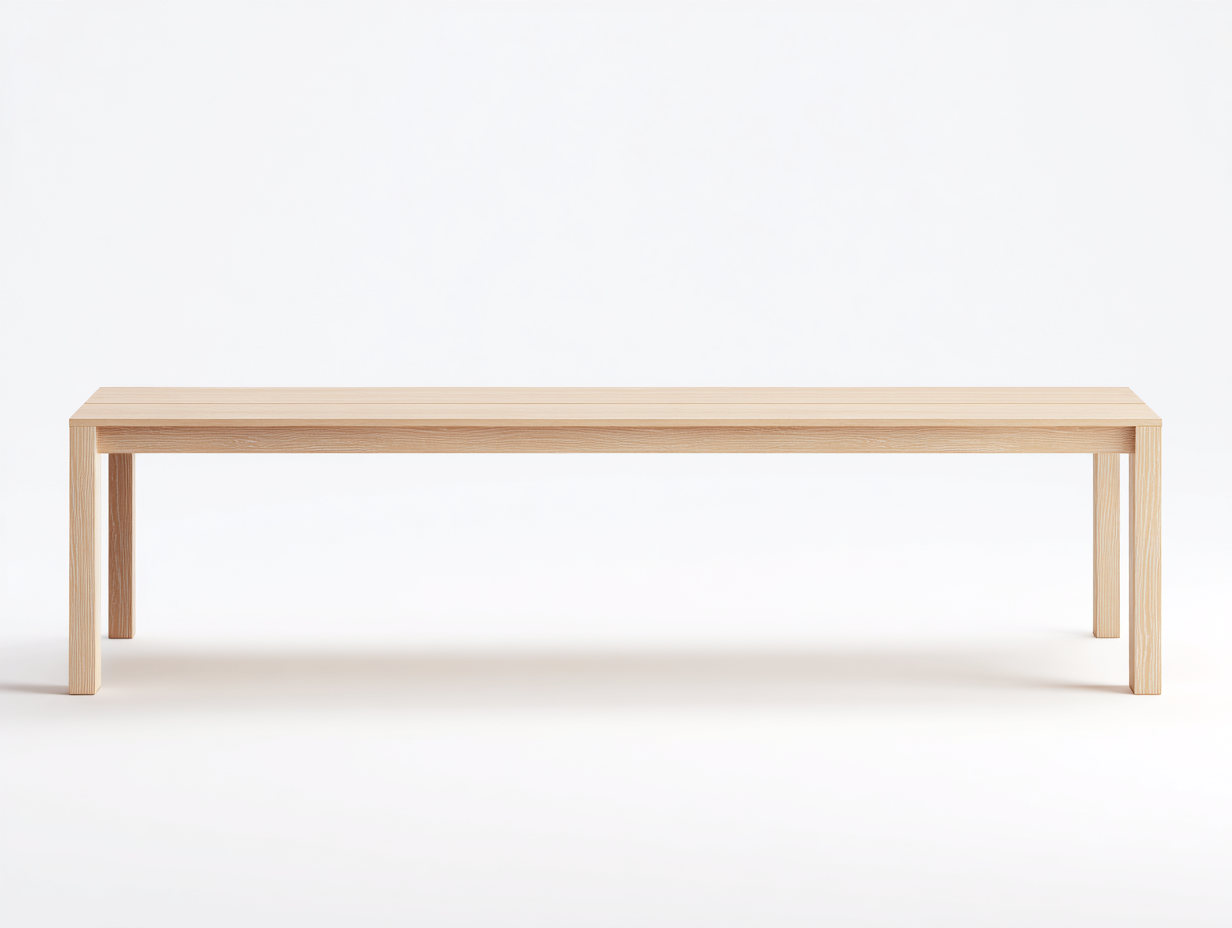 Panca minimalista in legno chiaro 210×40×45 cm - naturale - uso interno - struttura essenziale-Oakgohut
