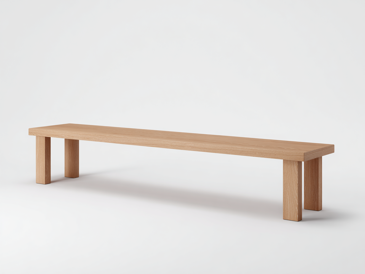 Panca in legno chiaro 210×40×45 cm - rovere naturale - uso interno - stile minimalista-Oakgohut
