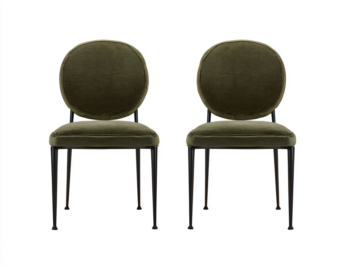 Sedia da pranzo in velluto verde oliva 52x55x84 cm – verde oliva – per sala da pranzo e cucina – design elegante-Oakgohut