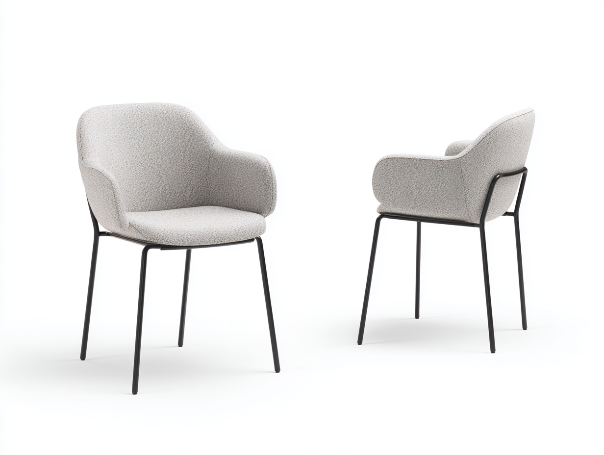 Sedia da pranzo in tessuto grigio chiaro 60x58x82 cm – grigio chiaro – per sala da pranzo e cucina – design avvolgente-Oakgohut