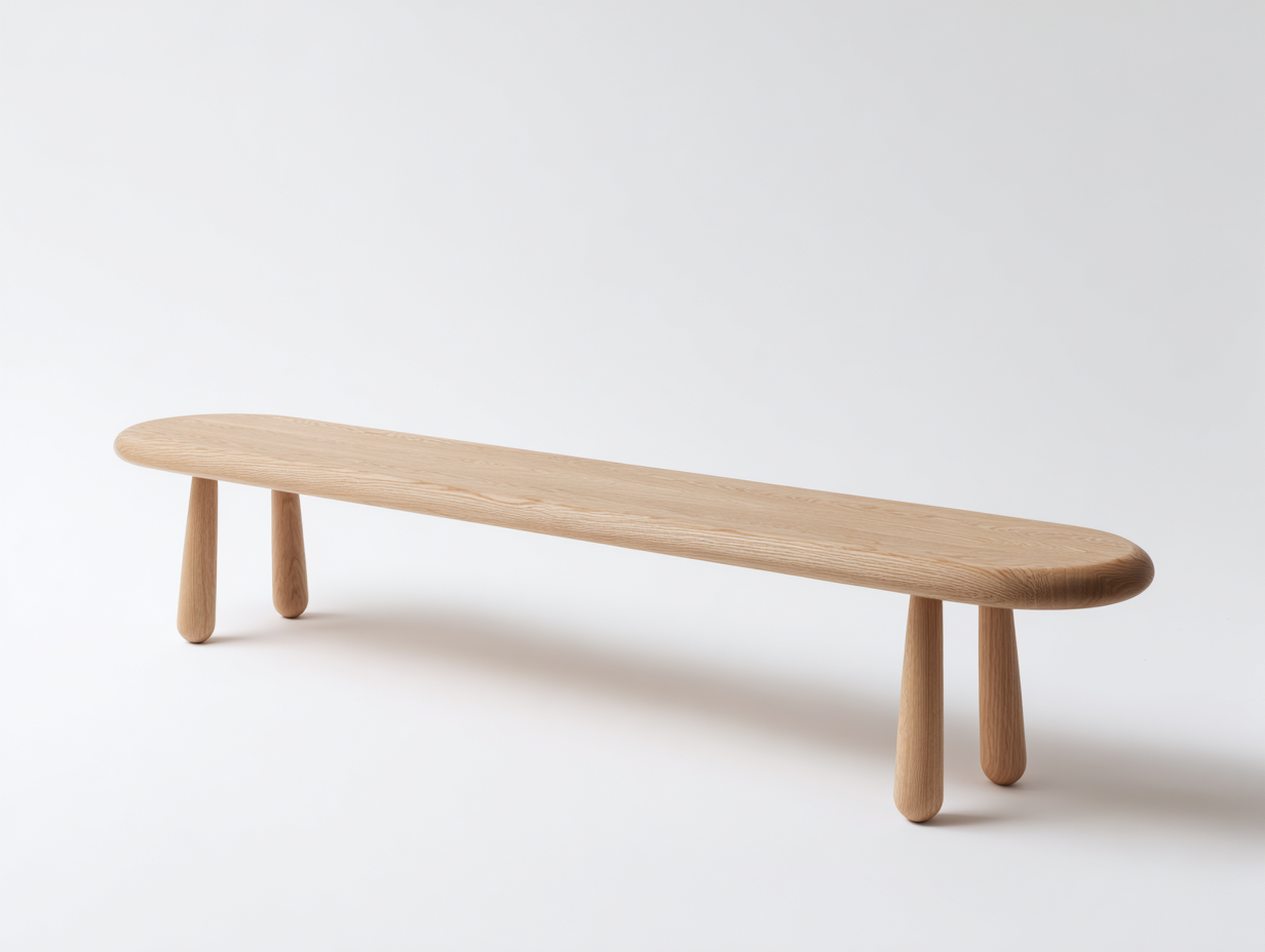 Panca in legno chiaro 180×40×45 cm - naturale - uso interno - design arrotondato-Oakgohut