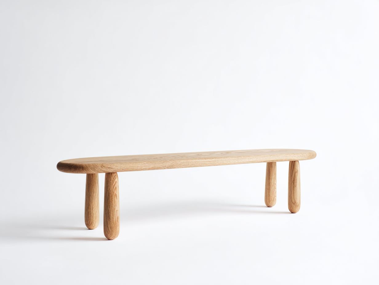 Panca in legno chiaro 185×40×45 cm - naturale - uso interno - design arrotondato-Oakgohut