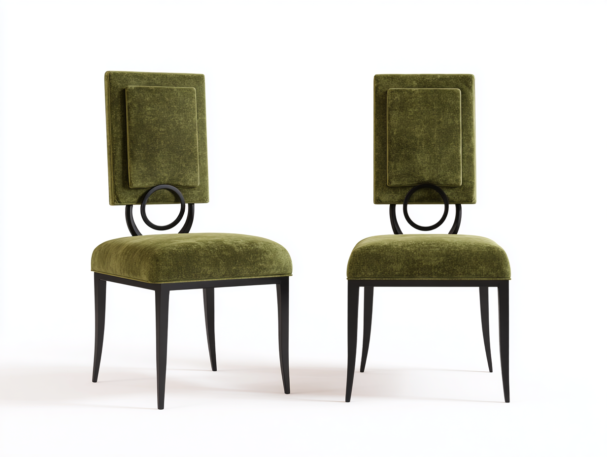Sedia da pranzo in velluto verde oliva 54x59x83 cm – verde oliva – per sala da pranzo e cucina – design contemporaneo-Oakgohut