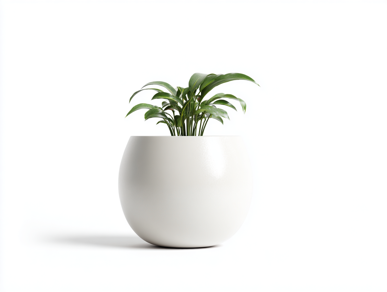 Vaso da fiori rotondo bianco 34x34x32 cm – bianco – per giardino – stile contemporaneo-Oakgohut