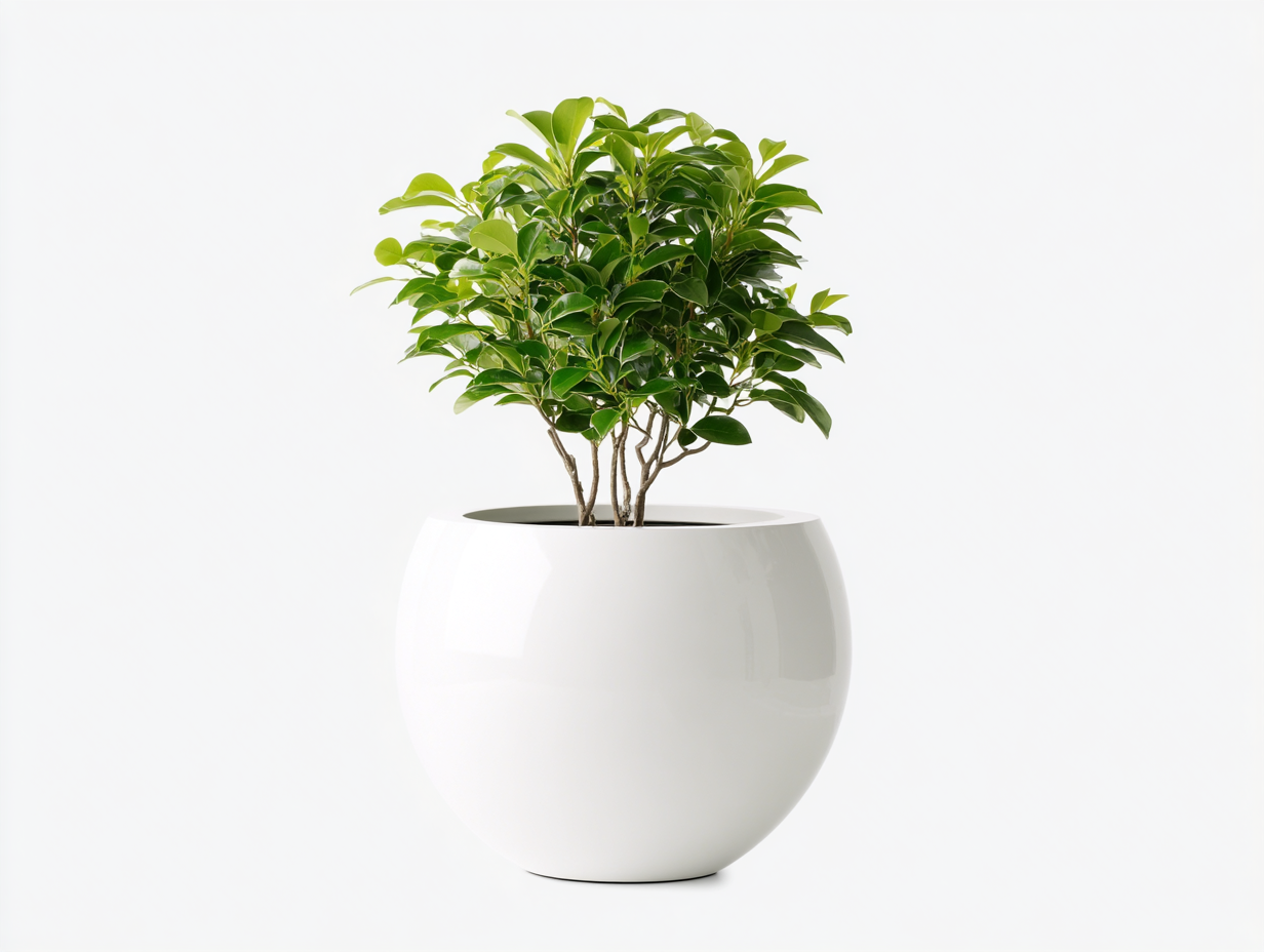 Vaso da fiori rotondo bianco 38x38x36 cm – bianco – per giardino – design elegante-Oakgohut