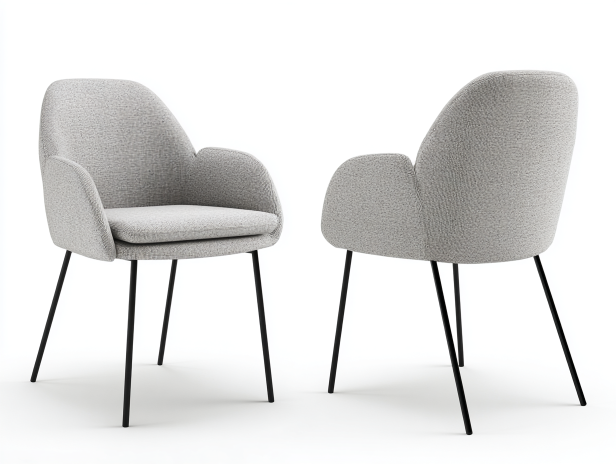 Sedia da pranzo in tessuto grigio chiaro 58x56x80 cm – grigio chiaro – per sala da pranzo e cucina – stile moderno-Oakgohut