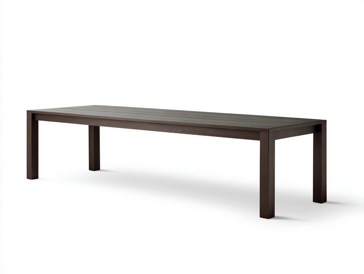 Tavolo da pranzo rettangolare in legno 230×95×75 cm - marrone scuro - uso interno - piano a doghe-Oakgohut