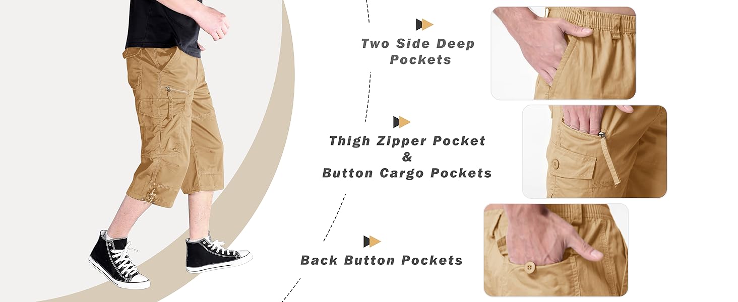 Cotton Cargo Casual Shorts with Multi-Pockets