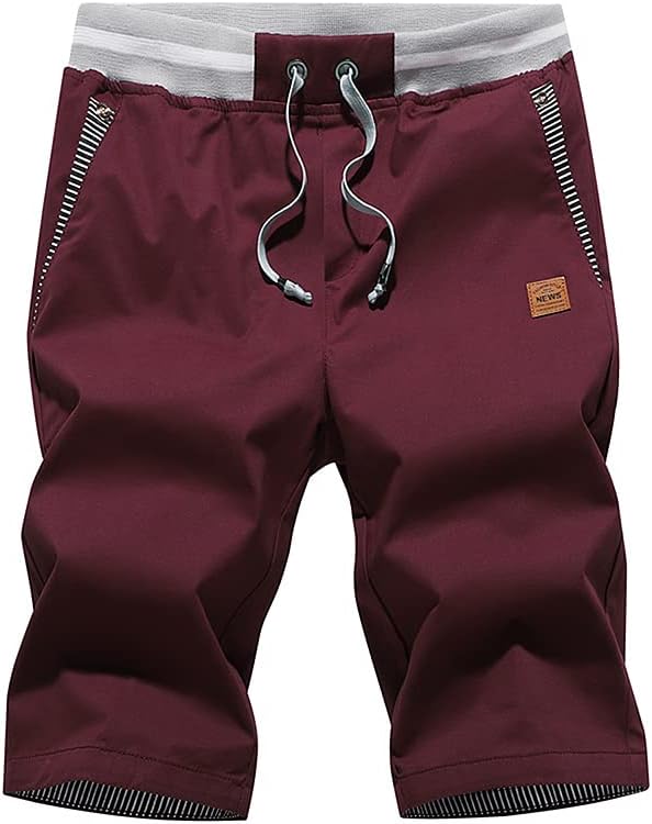 Men's Shorts Casual Classic Fit Drawstring Summer Beach Shorts with Elastic Waist and Pockets