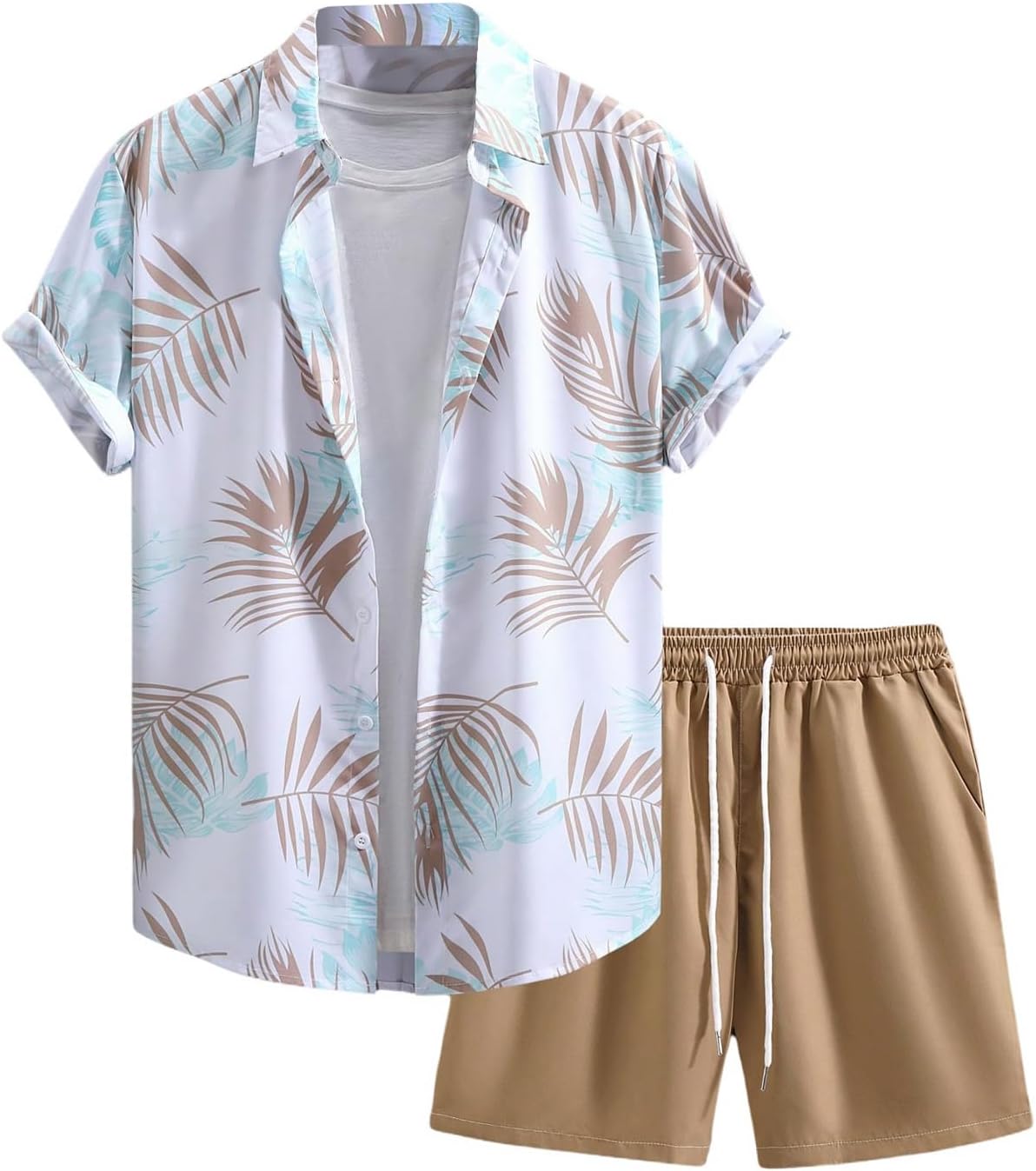 Men's 2 Piece Vacation Beach Outfits Floral Button Down Shirt and Shorts Cruise Attire Sets