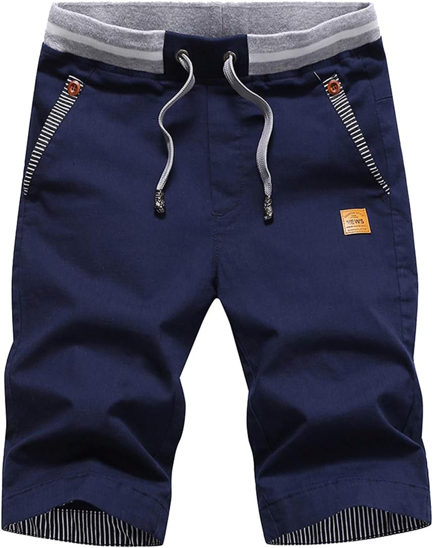 Men's Shorts Casual Classic Fit Drawstring Summer Beach Shorts with Elastic Waist and Pockets