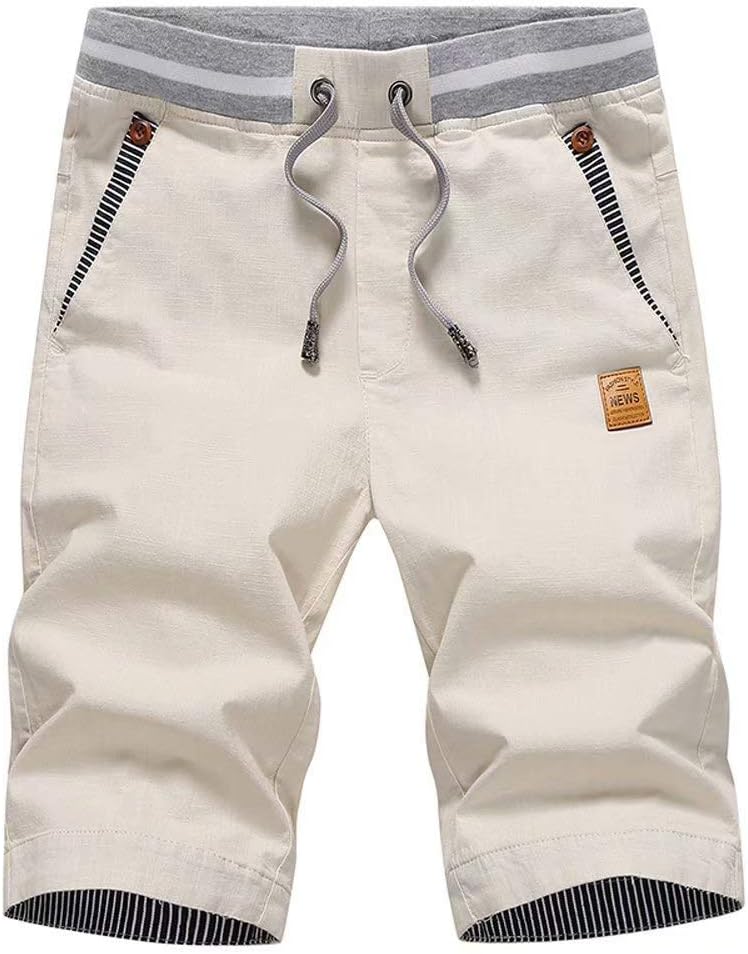 Men's Shorts Casual Classic Fit Drawstring Summer Beach Shorts with Elastic Waist and Pockets