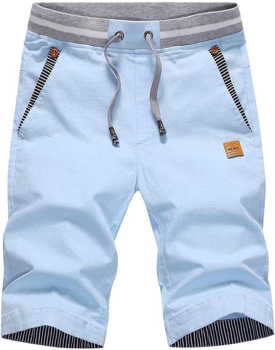 Men's Shorts Casual Classic Fit Drawstring Summer Beach Shorts with Elastic Waist and Pockets