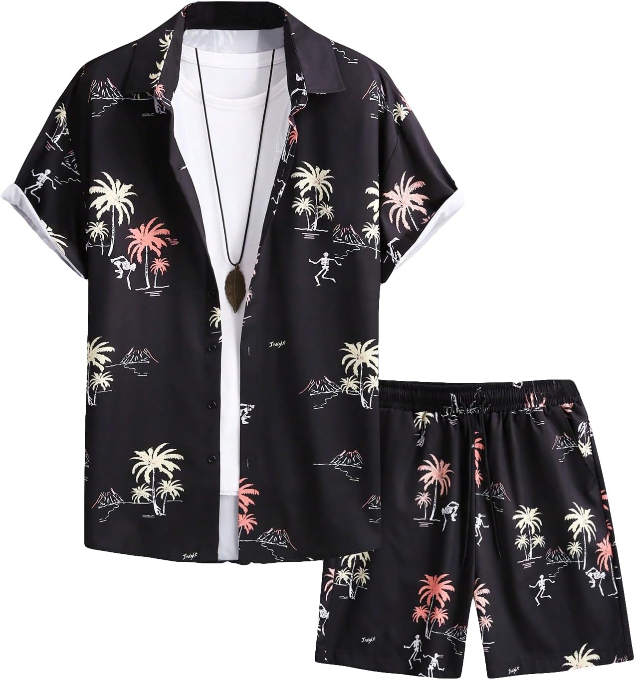 Men's 2 Piece Vacation Beach Outfits Floral Button Down Shirt and Shorts Cruise Attire Sets