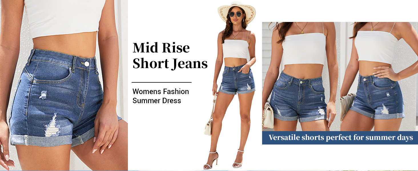 Folded Hem Casual Summer Jorts