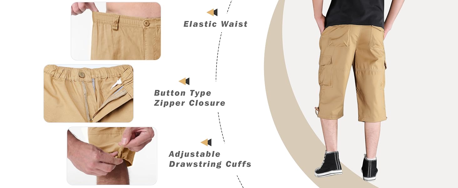 Cotton Cargo Casual Shorts with Multi-Pockets