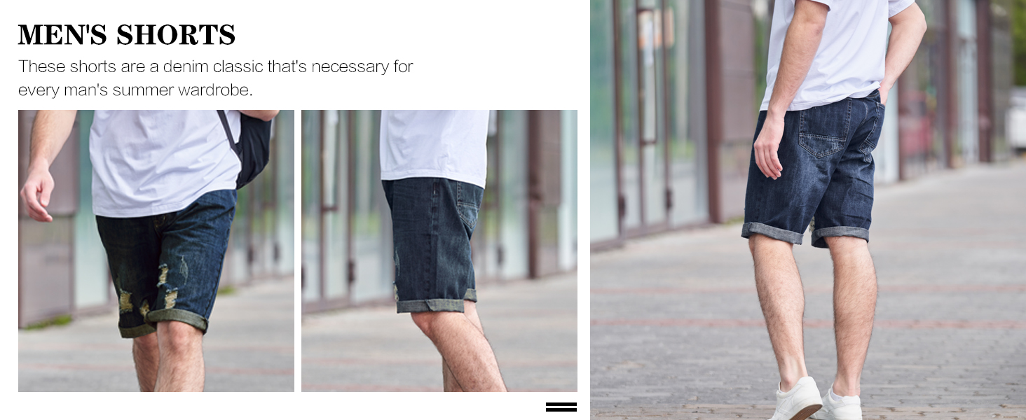 mens ripped jean shorts