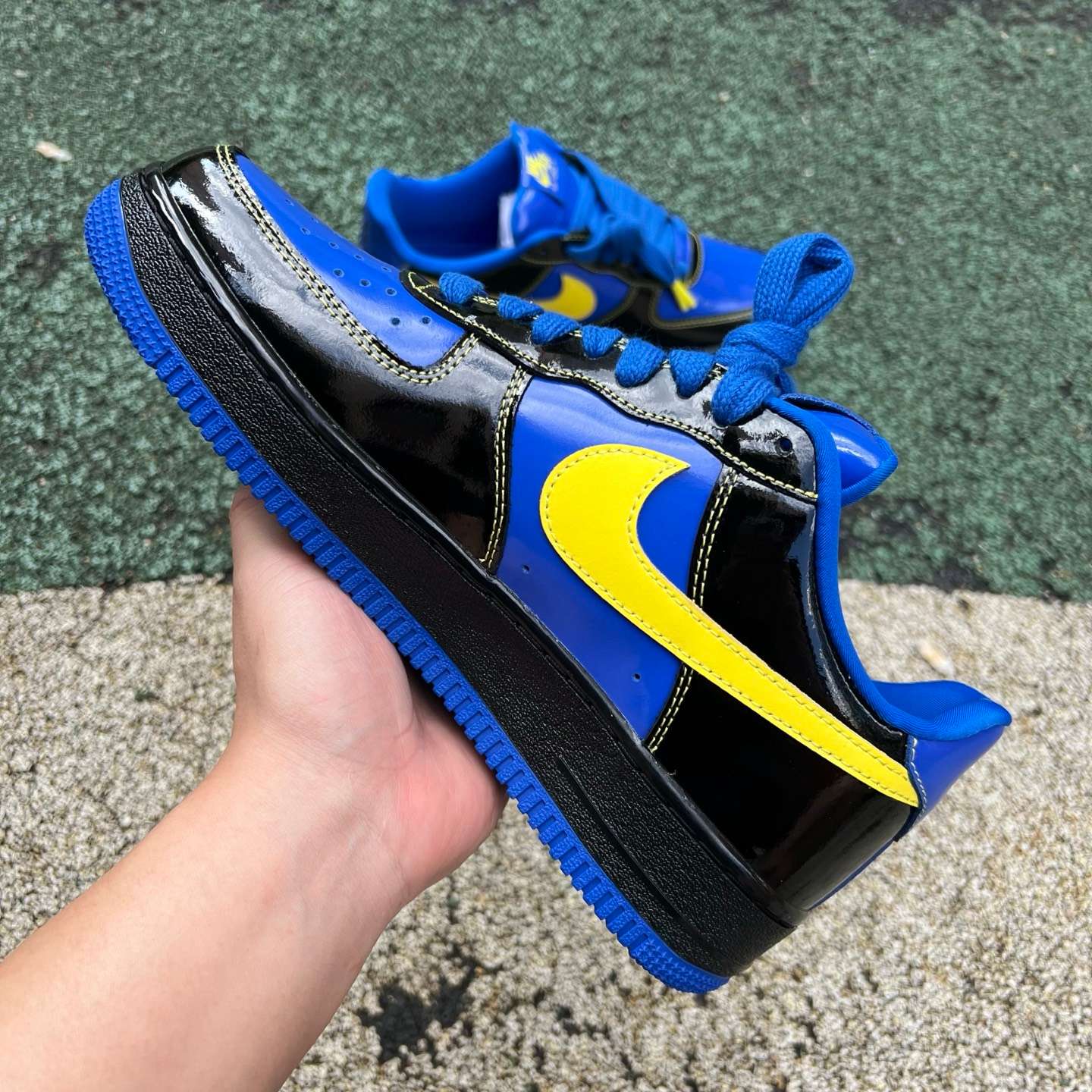 Nike x Central Cee Air Force 1 Low SP “Black Yellow Blue” Sneakers | IQ1402-010