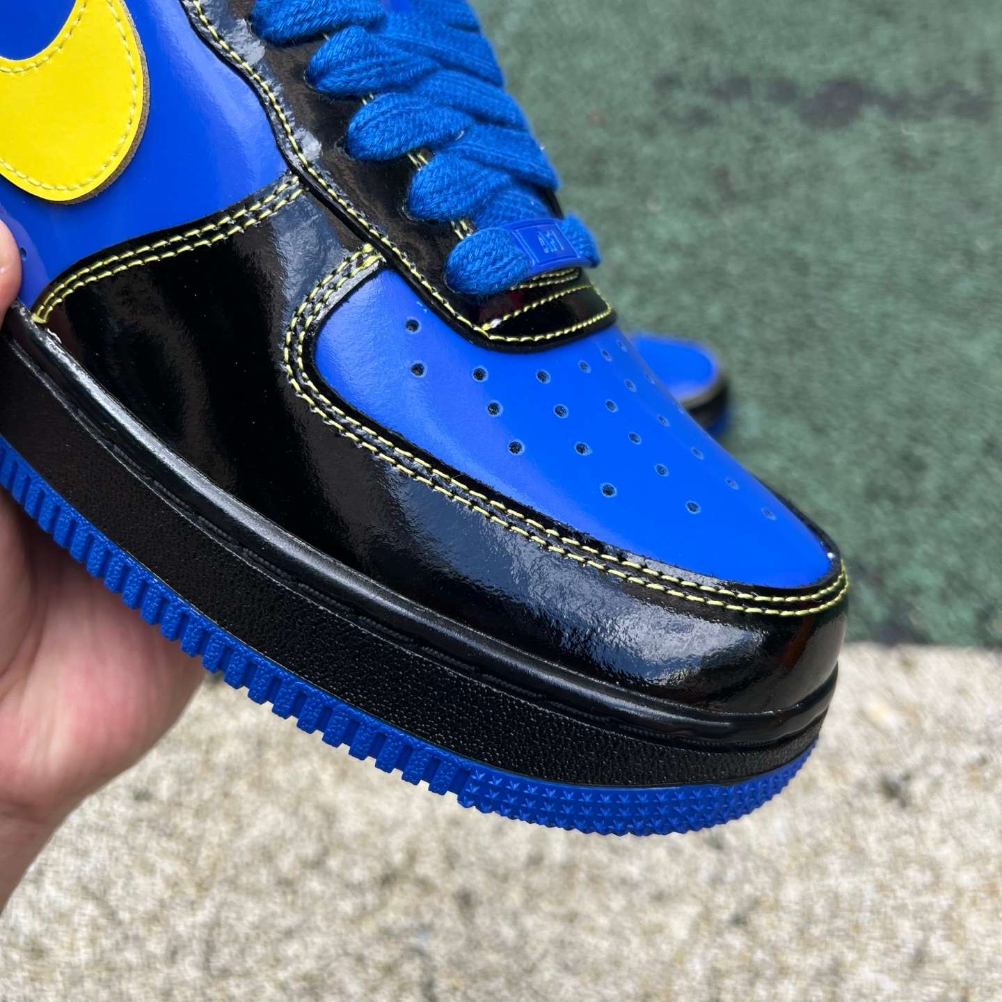 Nike x Central Cee Air Force 1 Low SP “Black Yellow Blue” Sneakers | IQ1402-010
