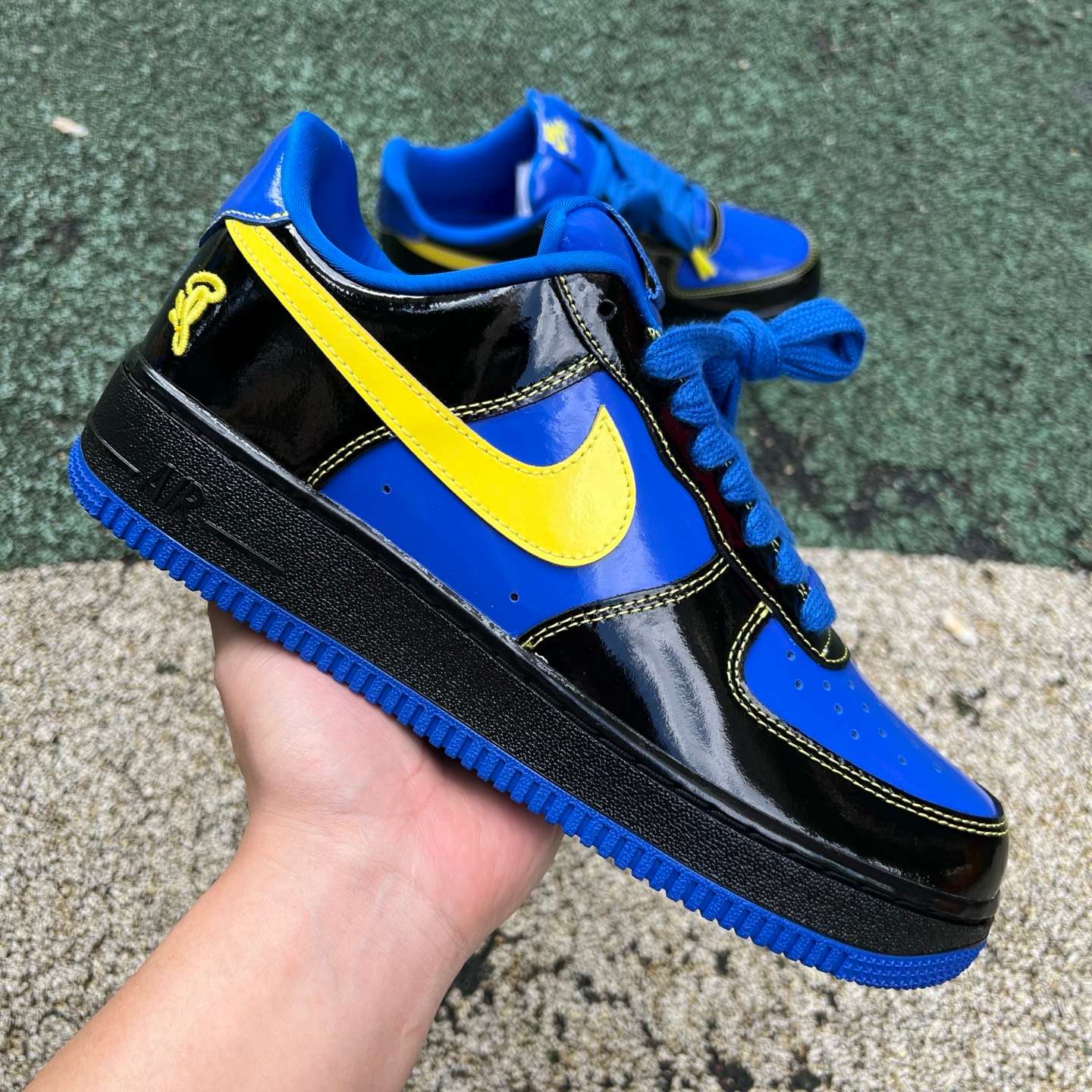 Nike x Central Cee Air Force 1 Low SP “Black Yellow Blue” Sneakers | IQ1402-010