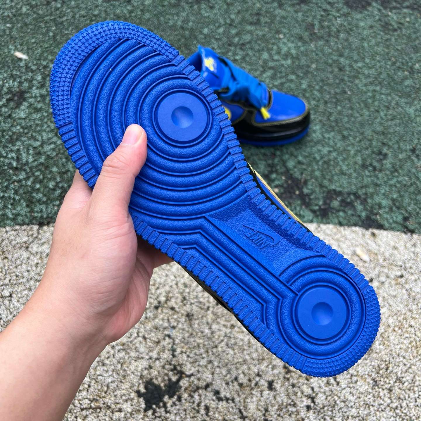 Nike x Central Cee Air Force 1 Low SP “Black Yellow Blue” Sneakers | IQ1402-010