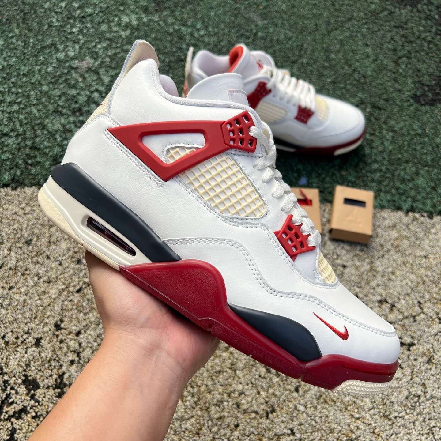 Nigel Sylvester x Air Jordan 4 Retro OG SP “Bike Air” White Red Sneakers | IQ8055-100