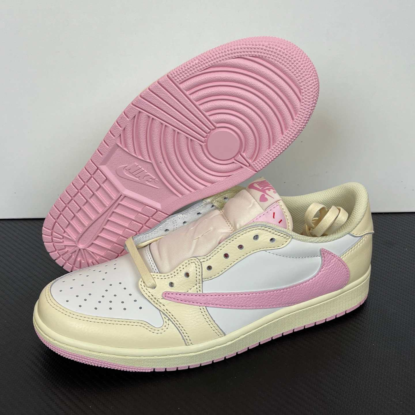 Travis Scott x Air Jordan 1 Low OG SP “Sail Pink” Reverse Swoosh Low-Top Sneakers