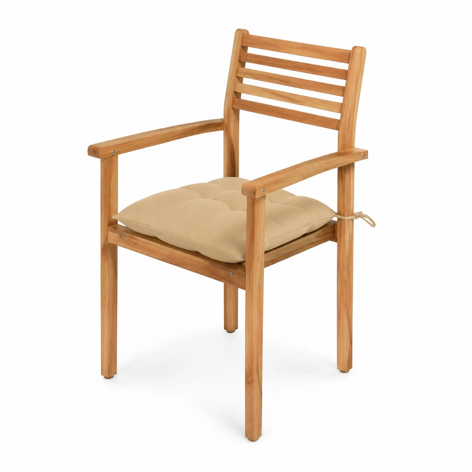 Sedia da giardino in teak con cuscino beige