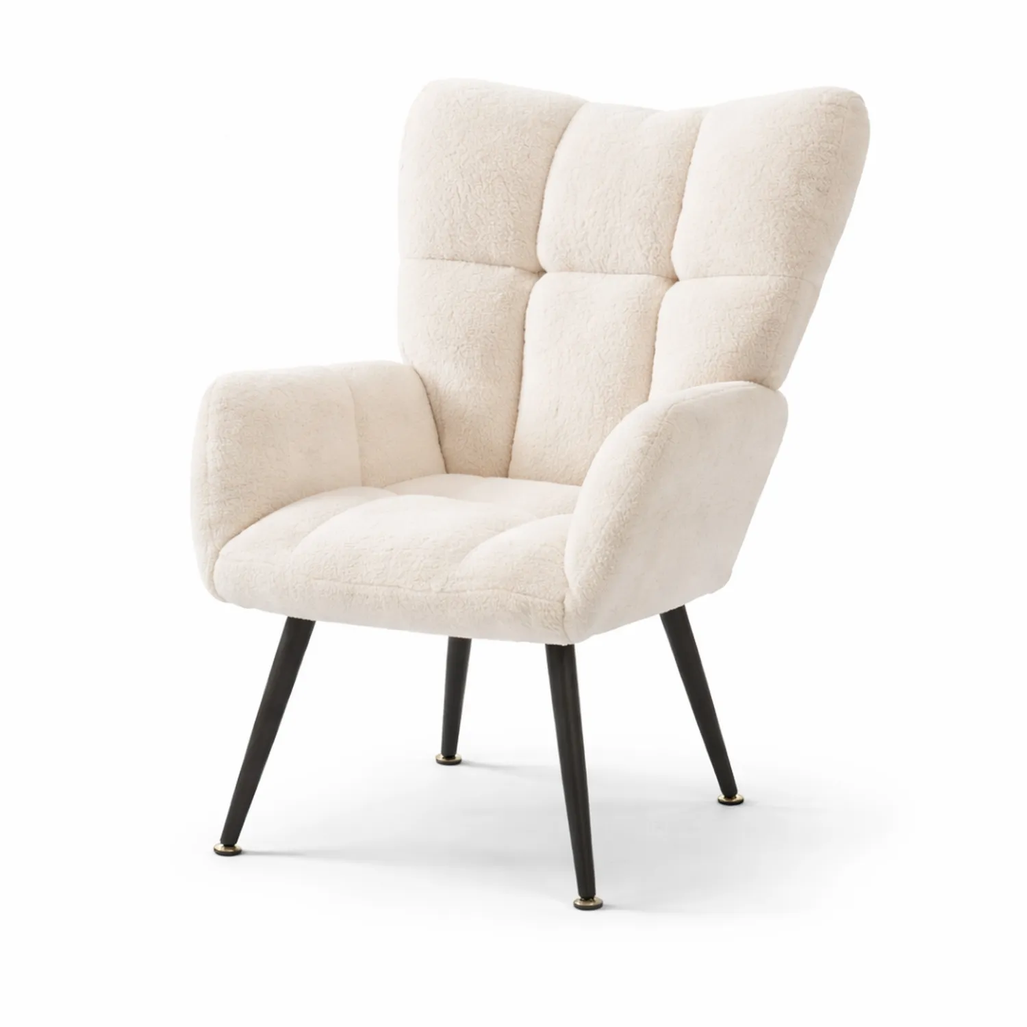 Poltrona in tessuto di poliestere beige con gambe in metallo