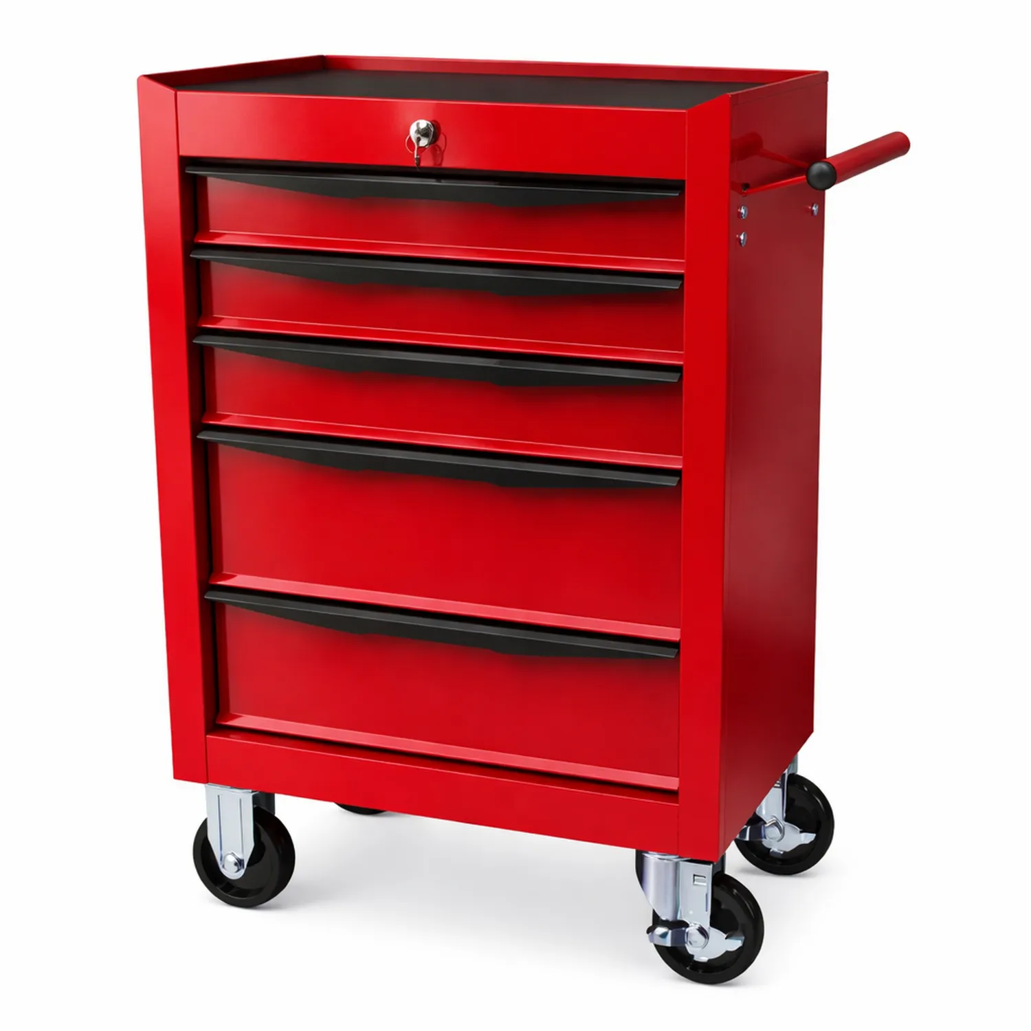 Carrello porta attrezzi in metallo rosso con 5 cassetti
