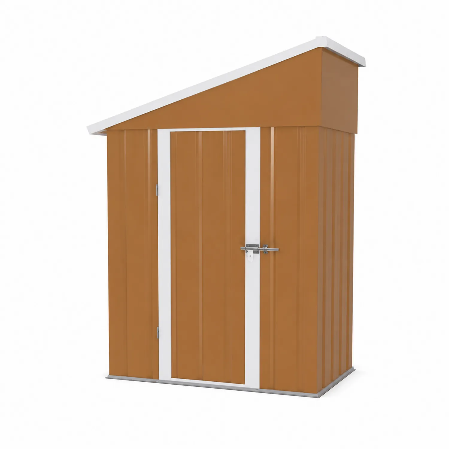 Capanno portaoggetti in acciaio marrone con tetto inclinato 130x80x180 cm